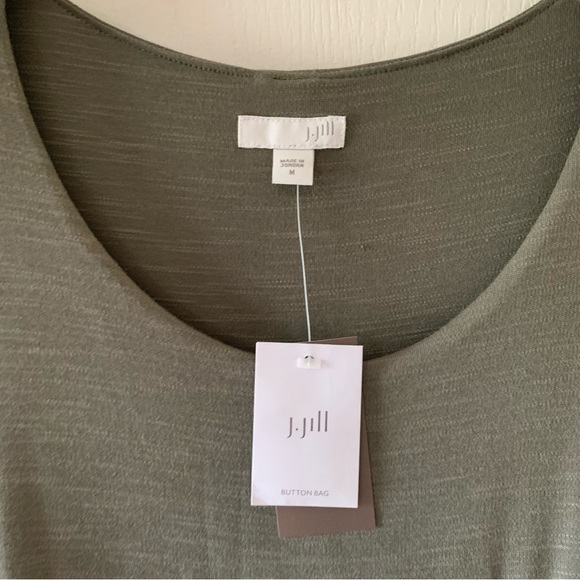 New J. Jill layered jersey knit button back dress english moss with pockets - Picture 10 of 10